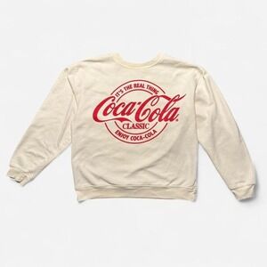 Cream Coca-Cola Classic Crewneck Sweatshirt,‎ Size Large